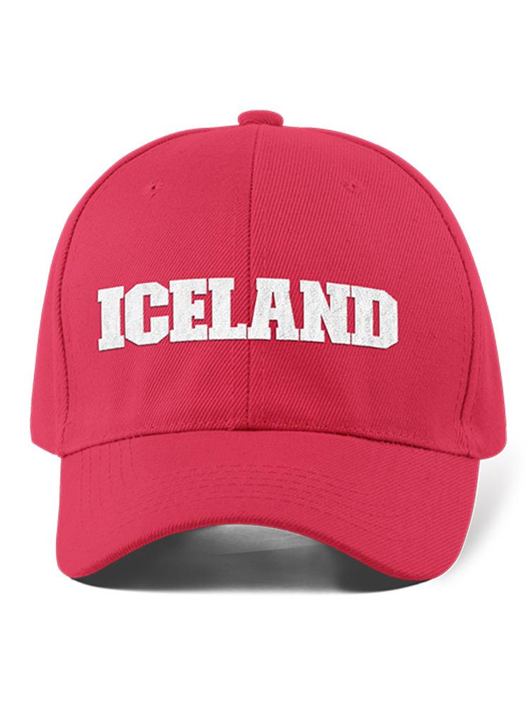 a red hat with white text
