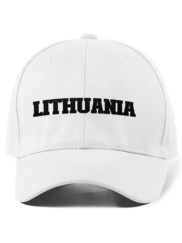 a white hat with black text