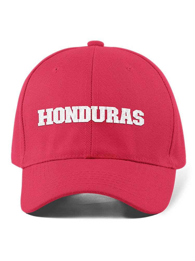 a red hat with white text