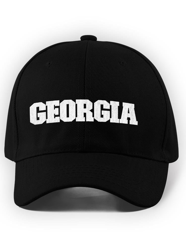 a black hat with white text