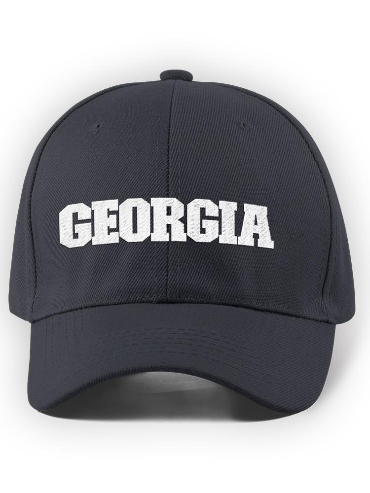 a black hat with white text