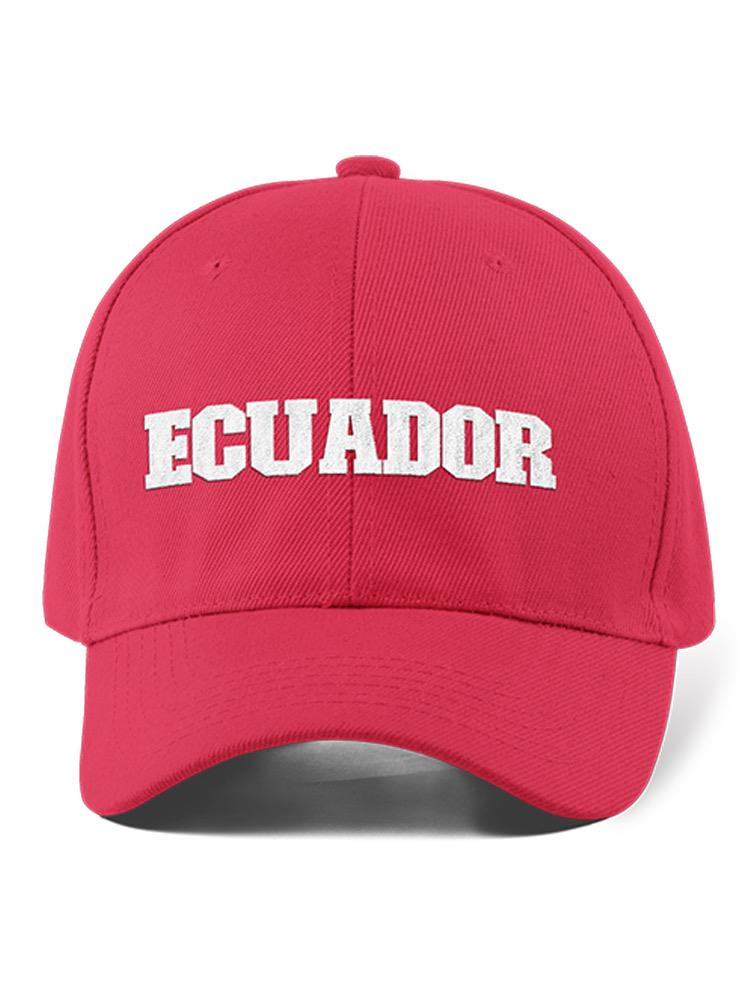 a red hat with white text