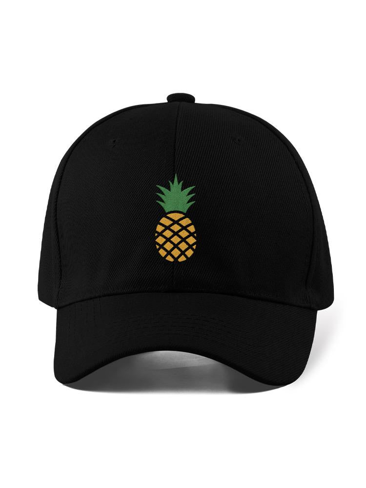 a black hat with a pineapple on it