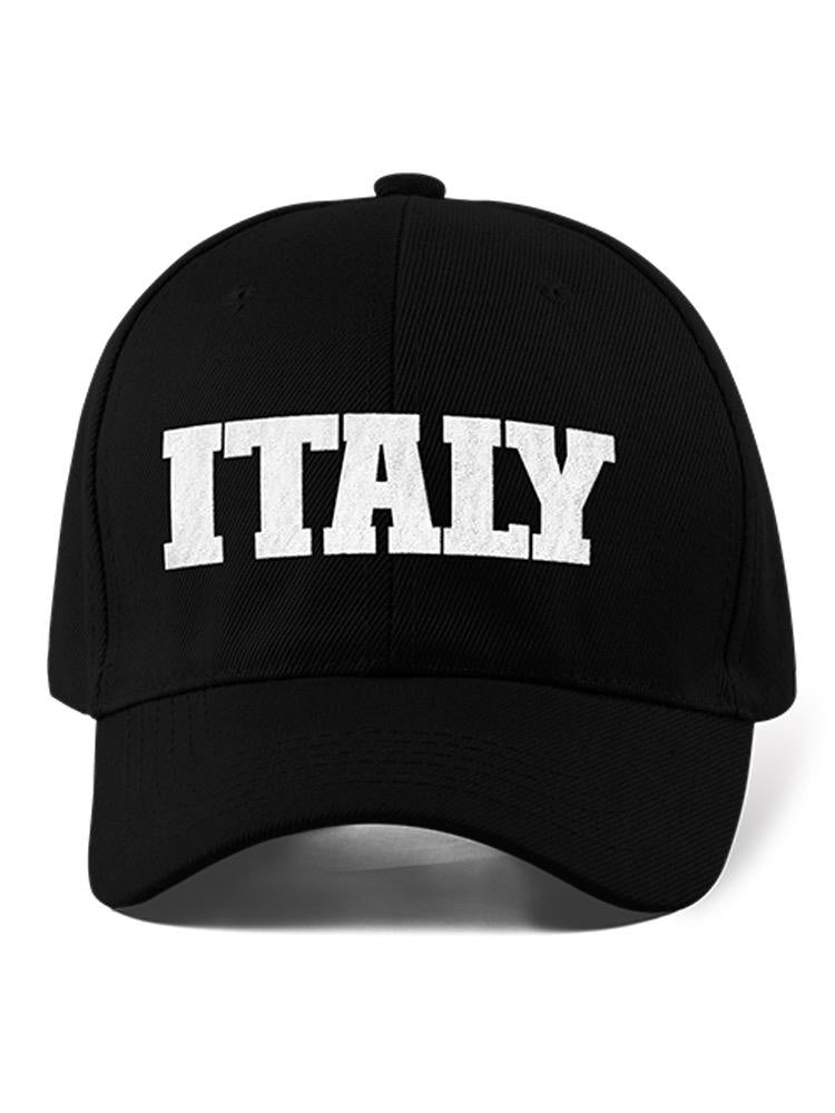 a black hat with white text
