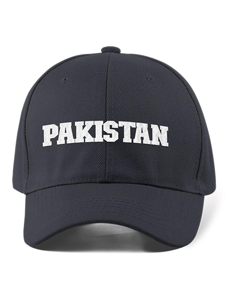 a black baseball hat with white text