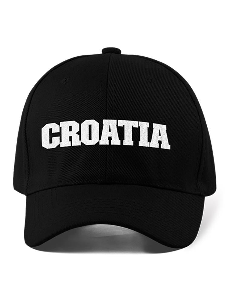 a black hat with white text