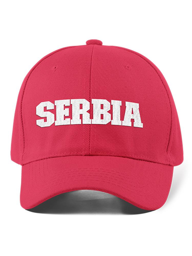 a red hat with white text