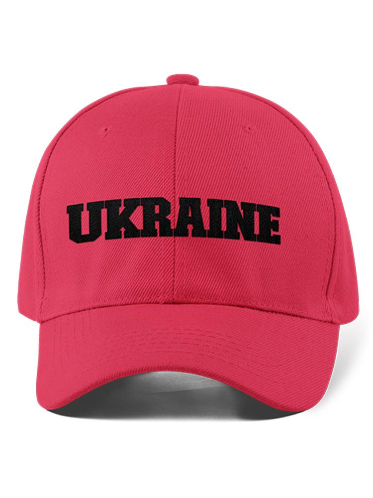 a pink hat with black text