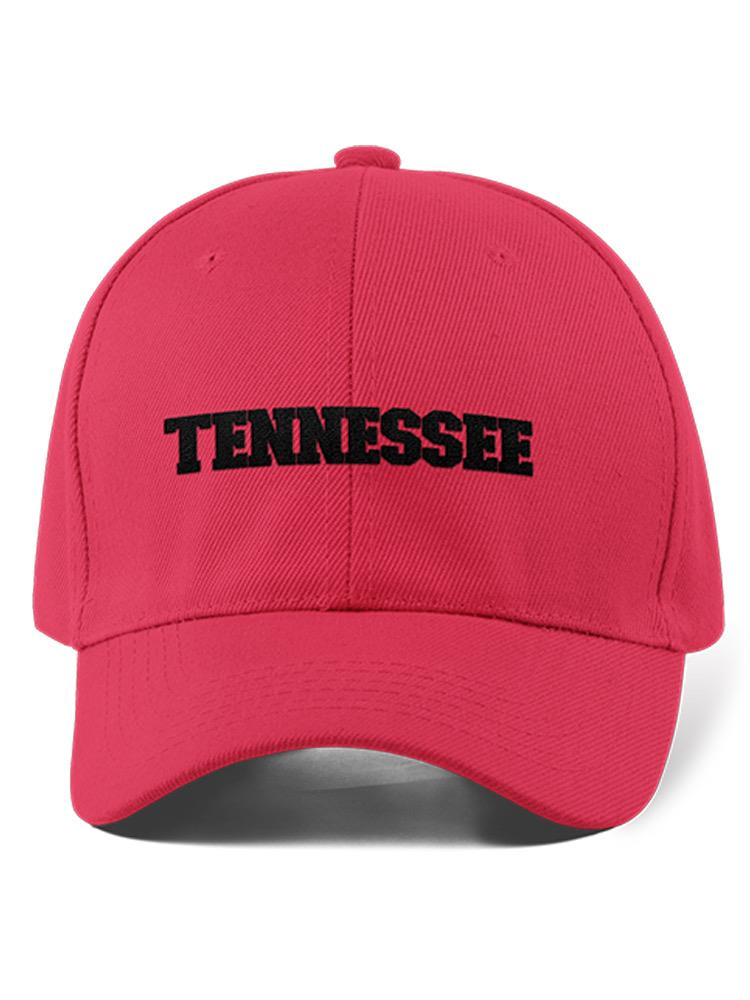 a red hat with black text