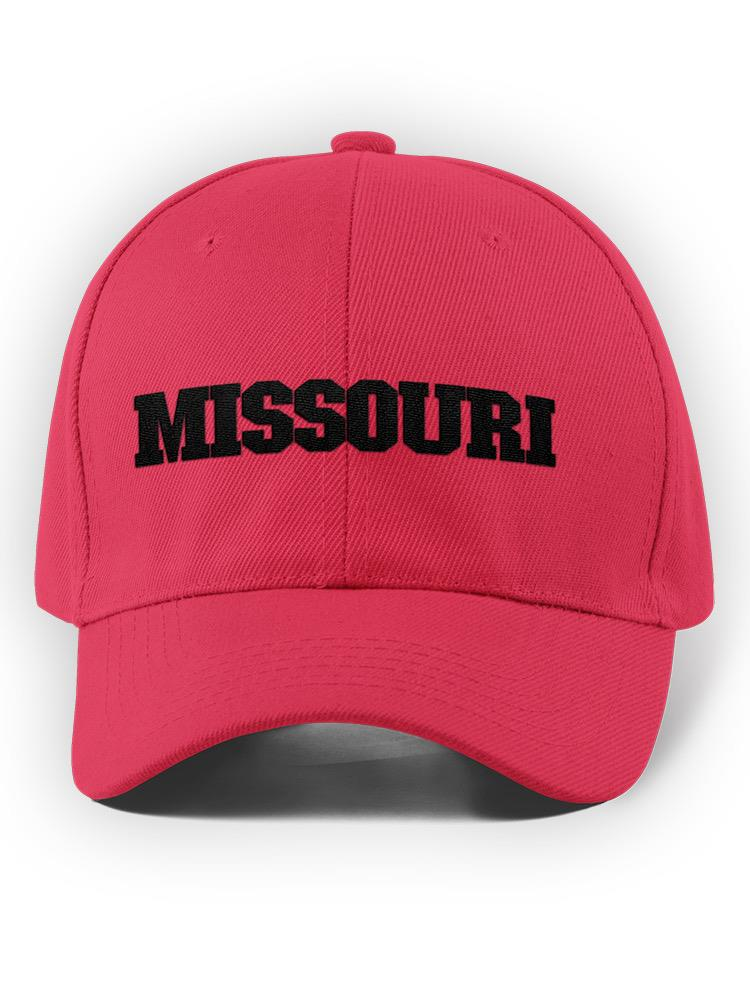 a red hat with black text