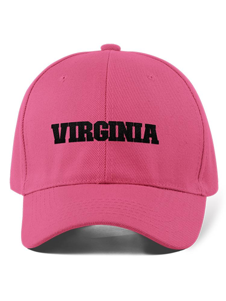 a pink hat with black text