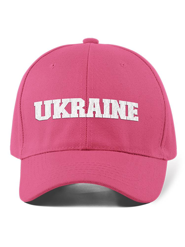 a pink hat with white text