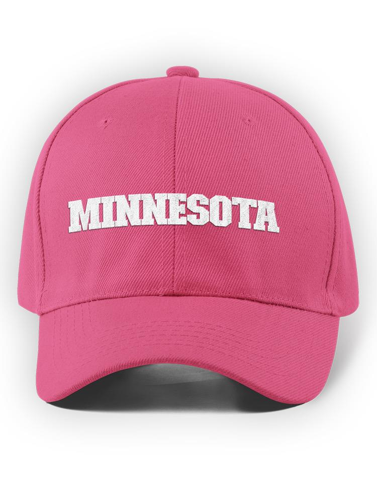 a pink hat with white text