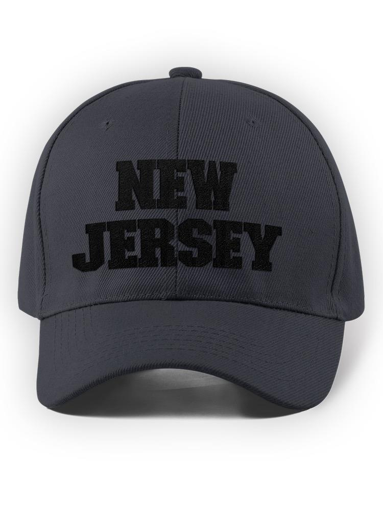 a grey hat with black text