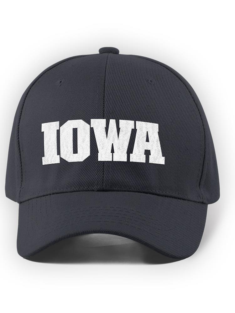 a black hat with white text