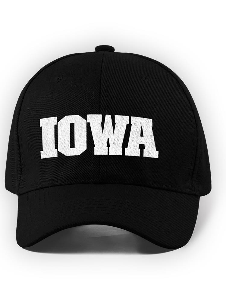 a black hat with white text