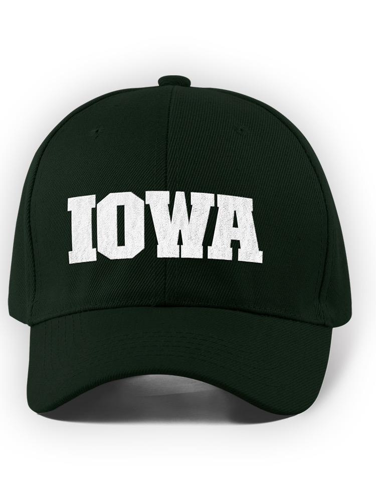 a black hat with white text
