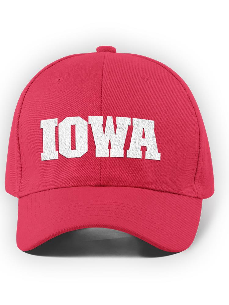 a red hat with white text