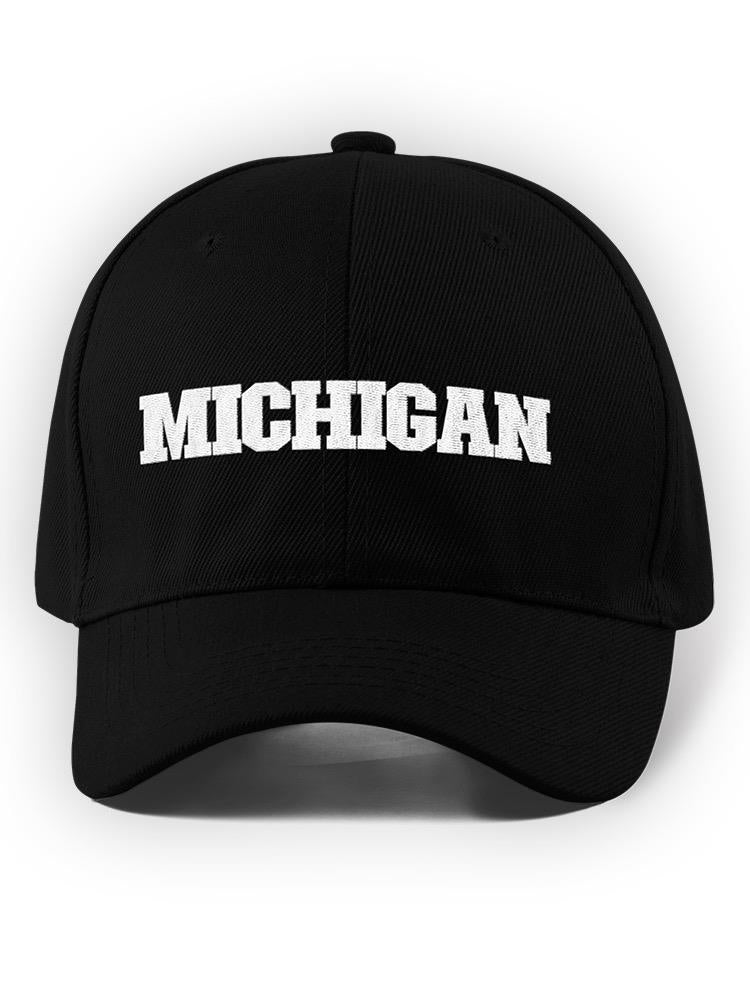 a black hat with white text