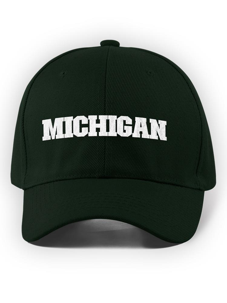 a black hat with white text