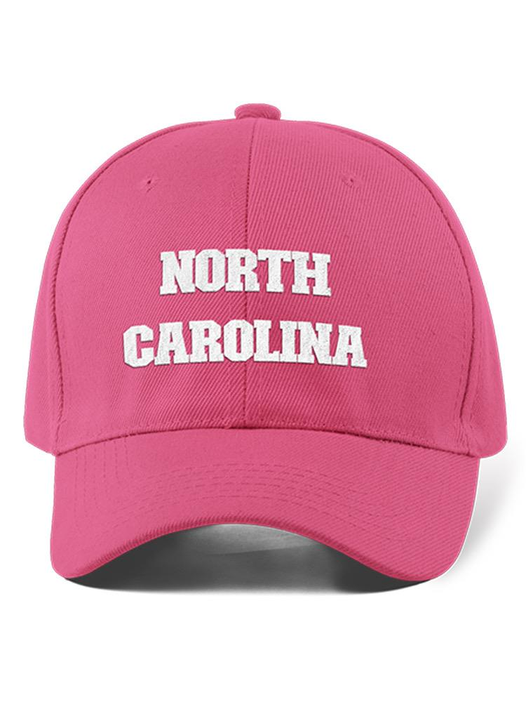 a pink hat with white text