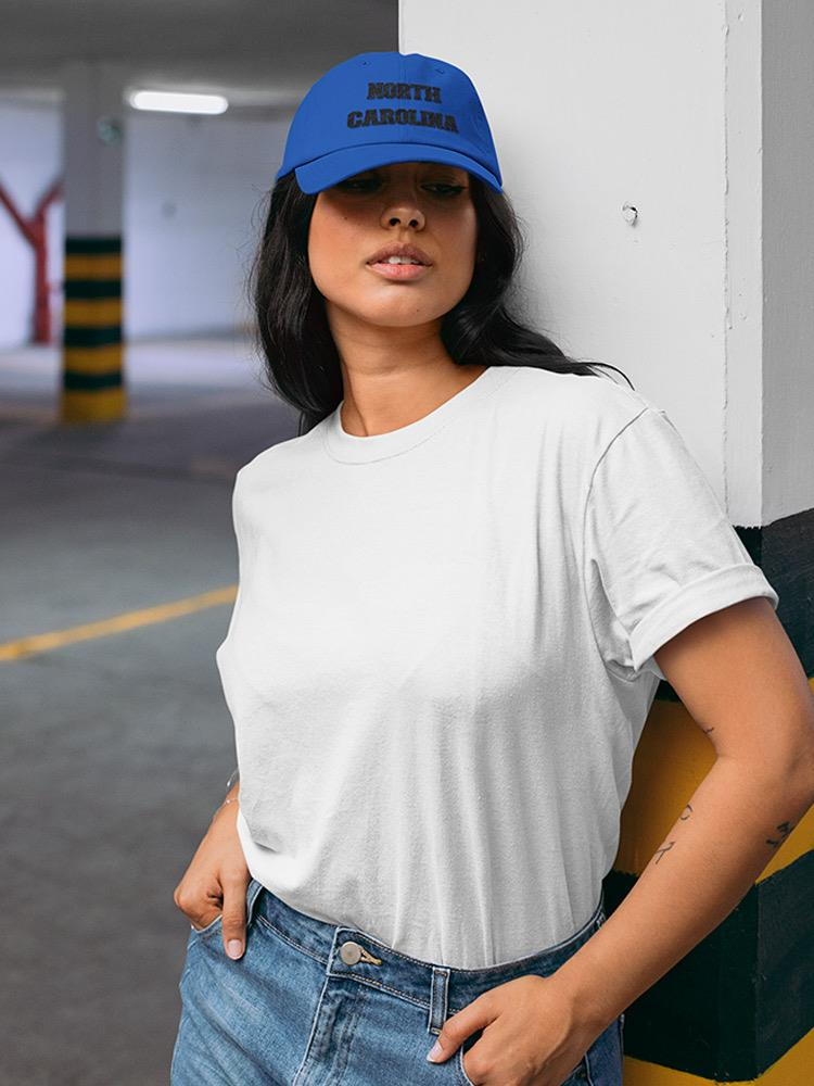 a woman wearing a blue hat