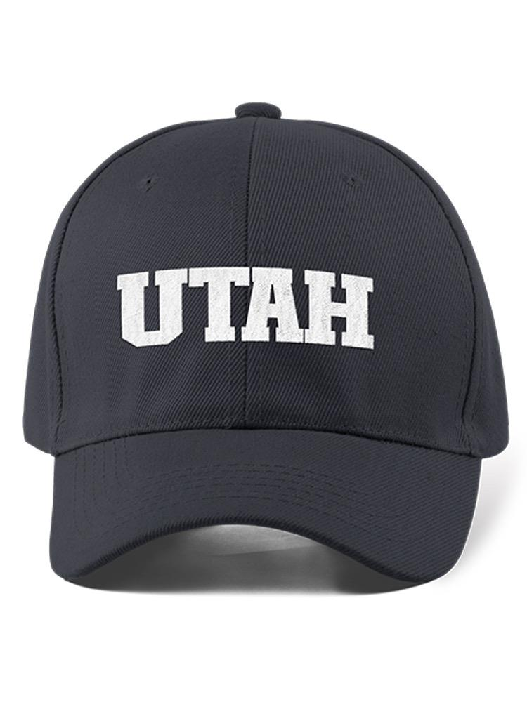 a black hat with white text