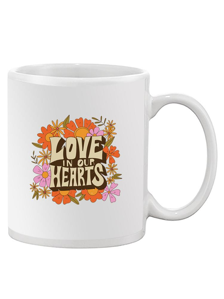 a white mug with a logo on it