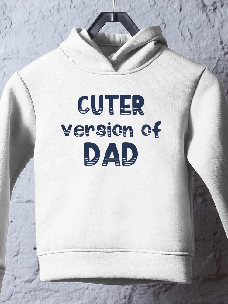 a white sweatshirt with blue writing on it