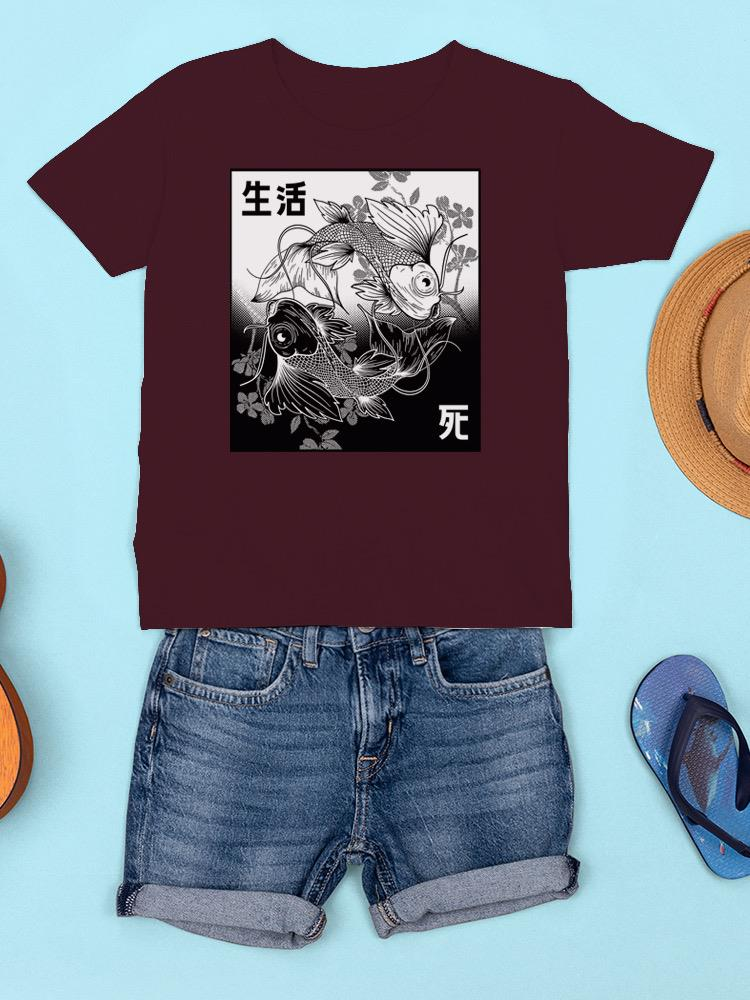 Black And White Koi Fish T-shirt -SmartPrintsInk Designs