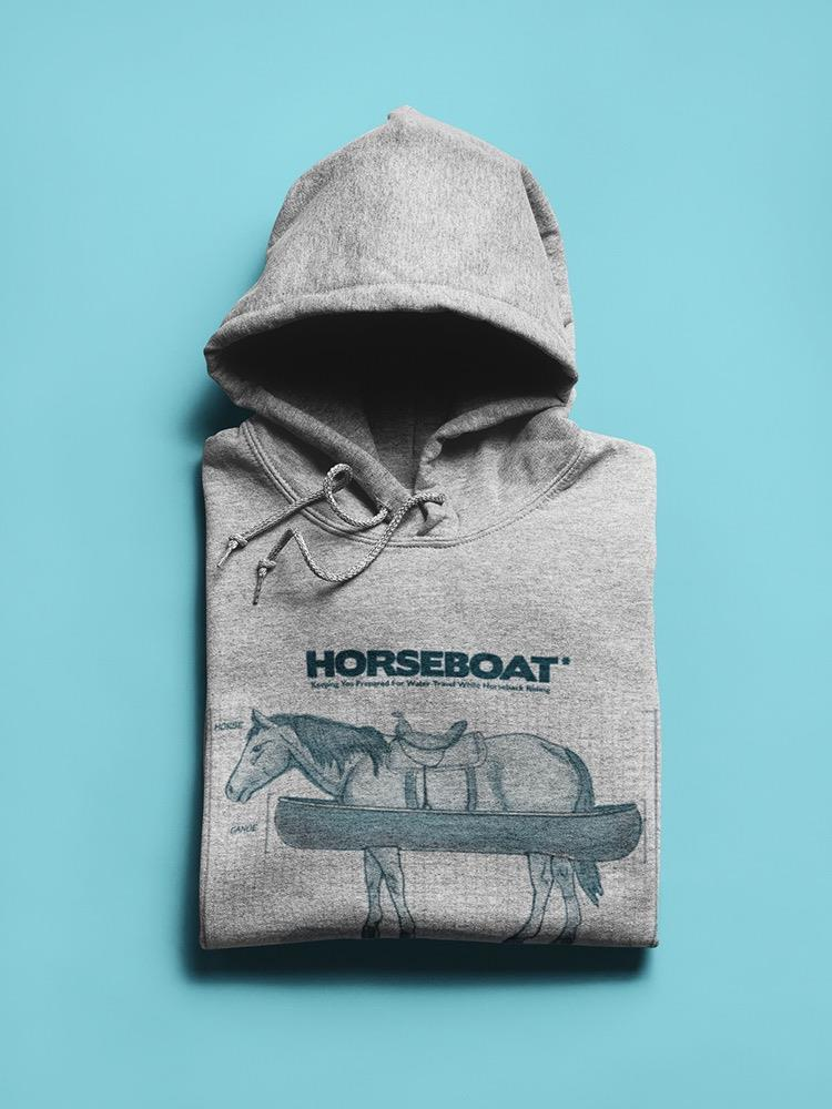 a grey sweatshirt with a horse on it