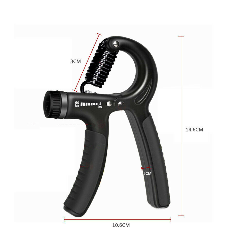 a black hand gripper with a spring
