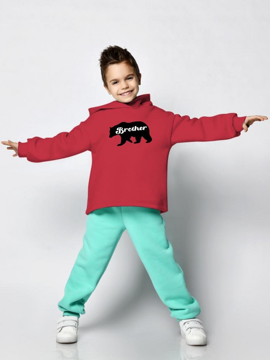 Bear, Brother Lettering Hoodie -SmartPrintsInk Designs
