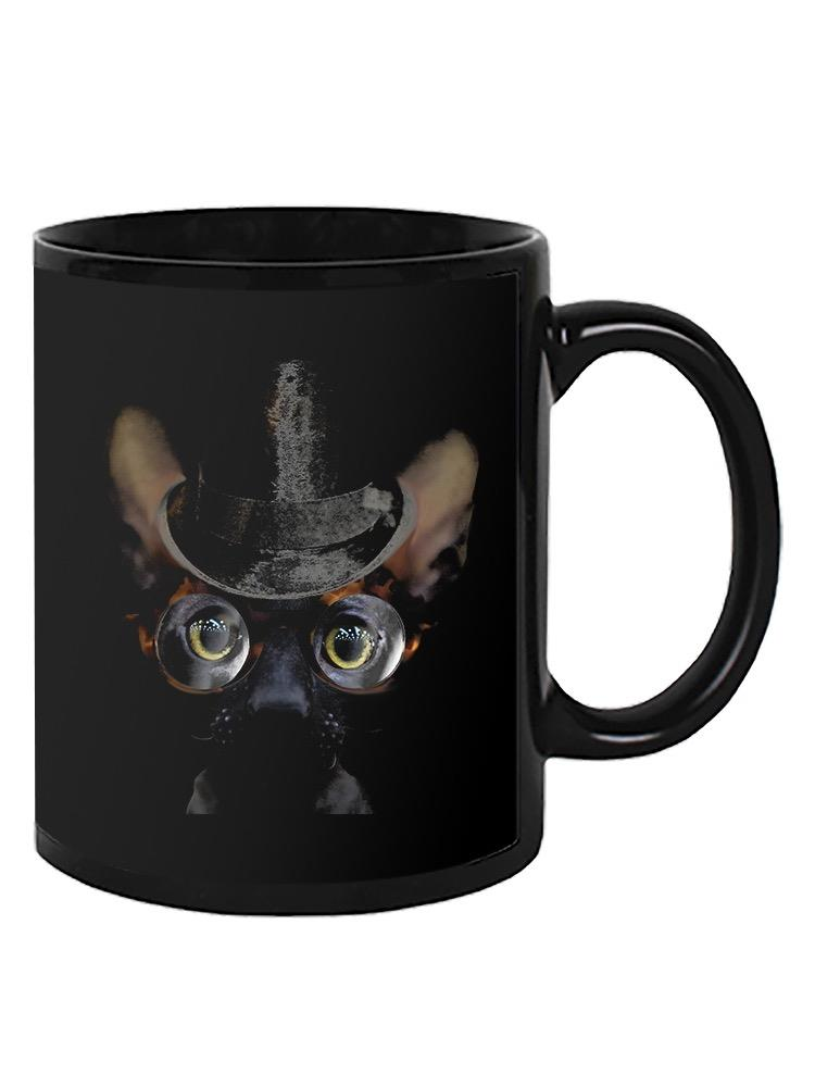 a mug with a cat face