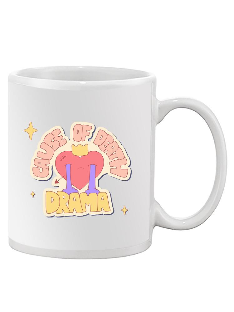 a white mug with a cartoon image on it
