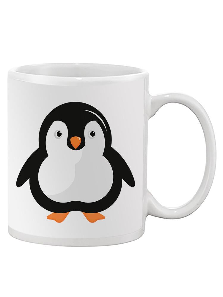 a white mug with a penguin on it