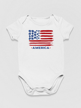 America's Flag And Flowers Bodysuit Baby's -SmartPrintsInk Designs