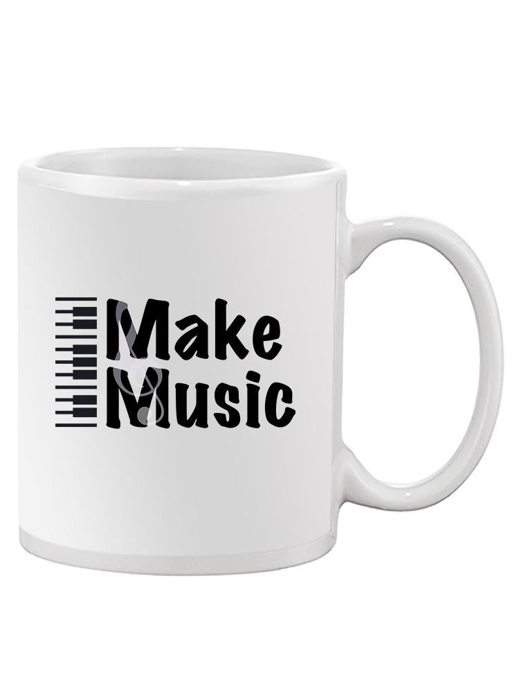 a white mug with black text