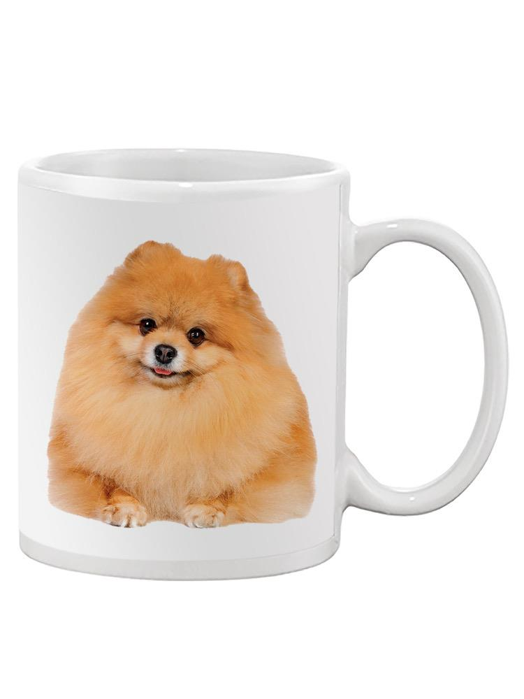 a white mug with a dog on it