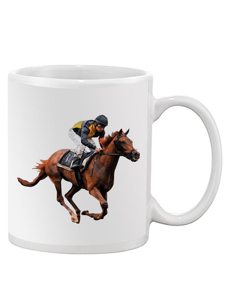 a mug with a jockey on a horse