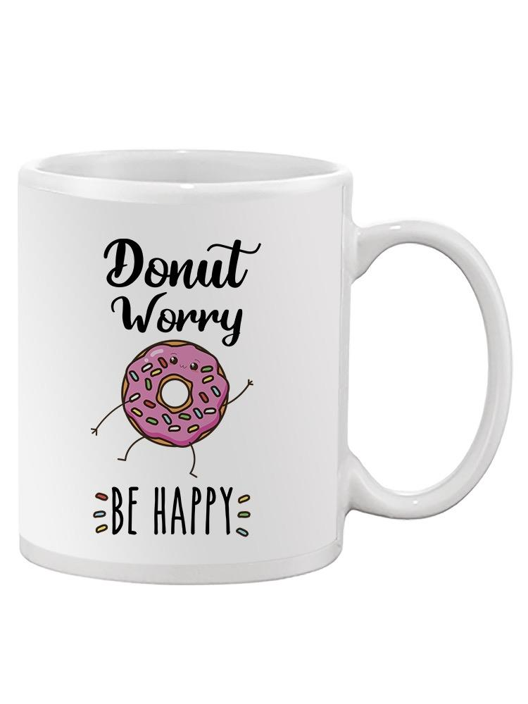a white mug with a donut on it