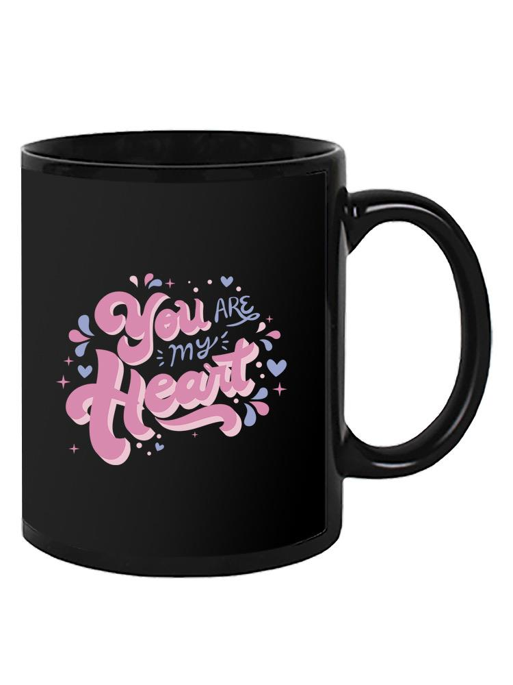 a black mug with a black handle
