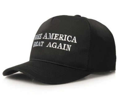 a black hat with white text