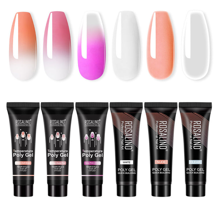 a row of different colored nail polish tubes