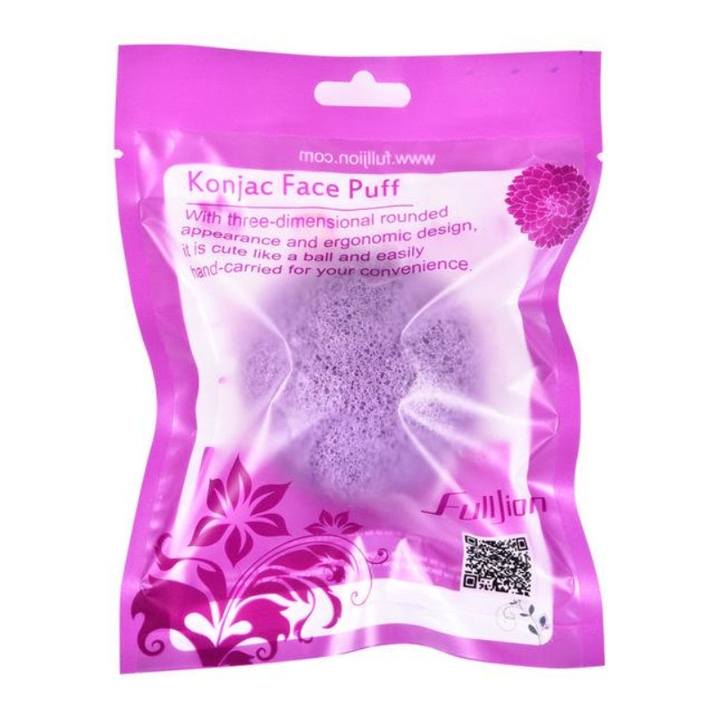 a purple bag with a white label