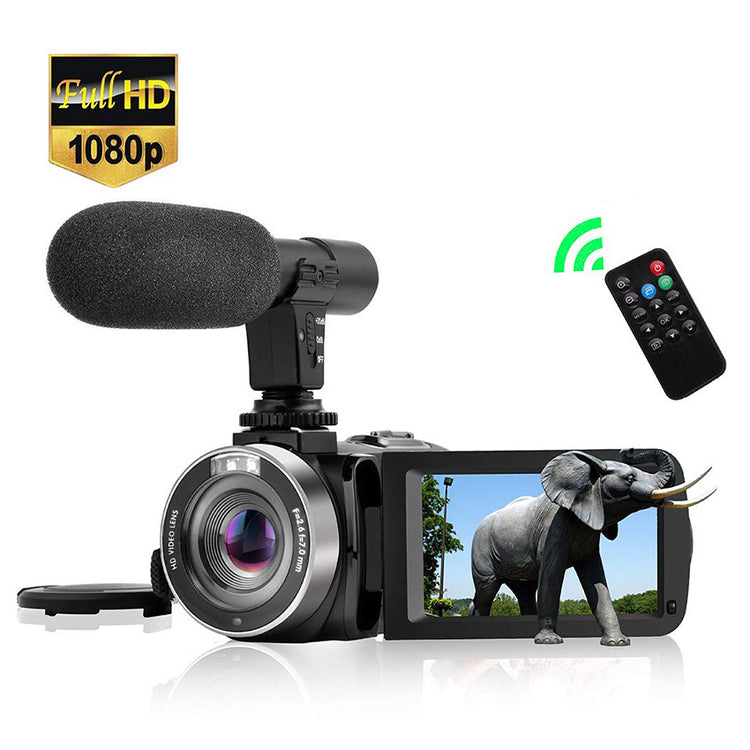 a camera with a microphone and a screen