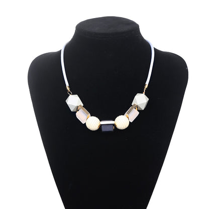 Colored wood pendant necklace