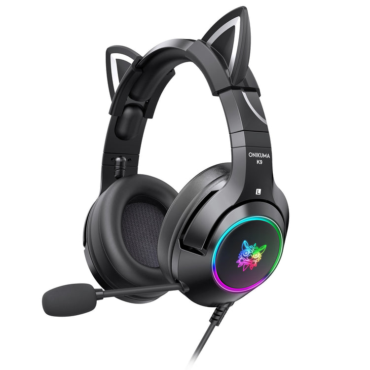 a black headphones with cat ears