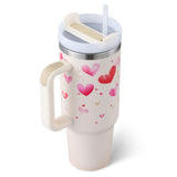 40 oz Insulated Stainless Steel Tumbler with Handle and Straw