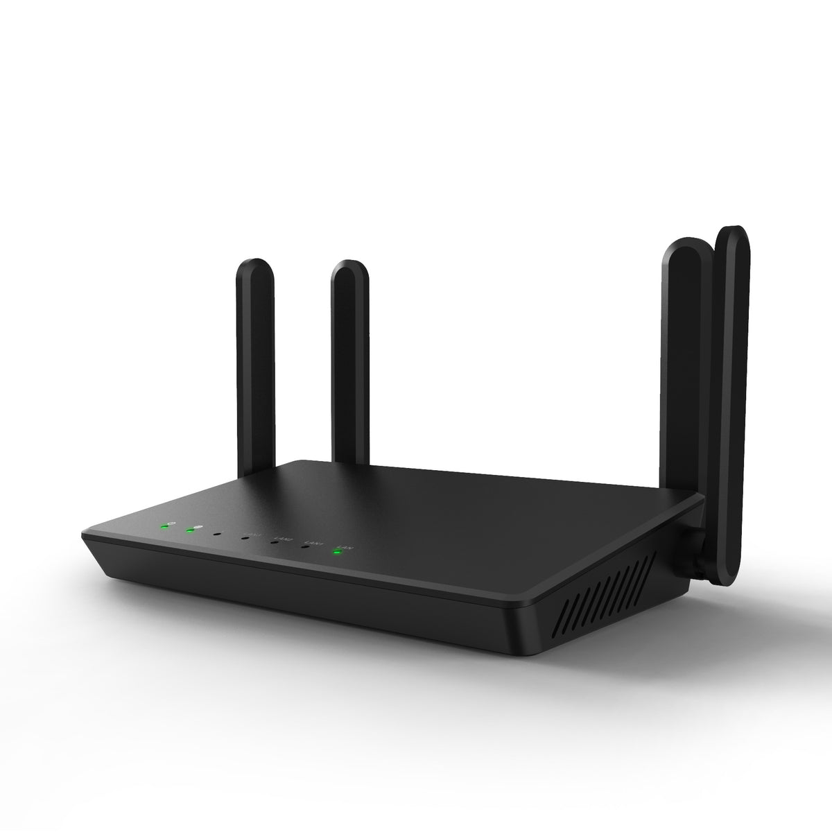 a black router with two antennas